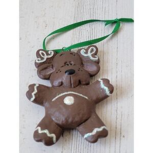 Ceramic reindeer glitter ornament Xmas decor santa